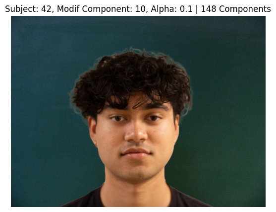 Subject 42, PCA Component 10, Alpha 0.1, 148 Components