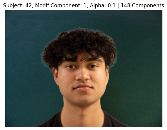 Subject 42, PCA Component 1, Alpha 0.1, 148 Components