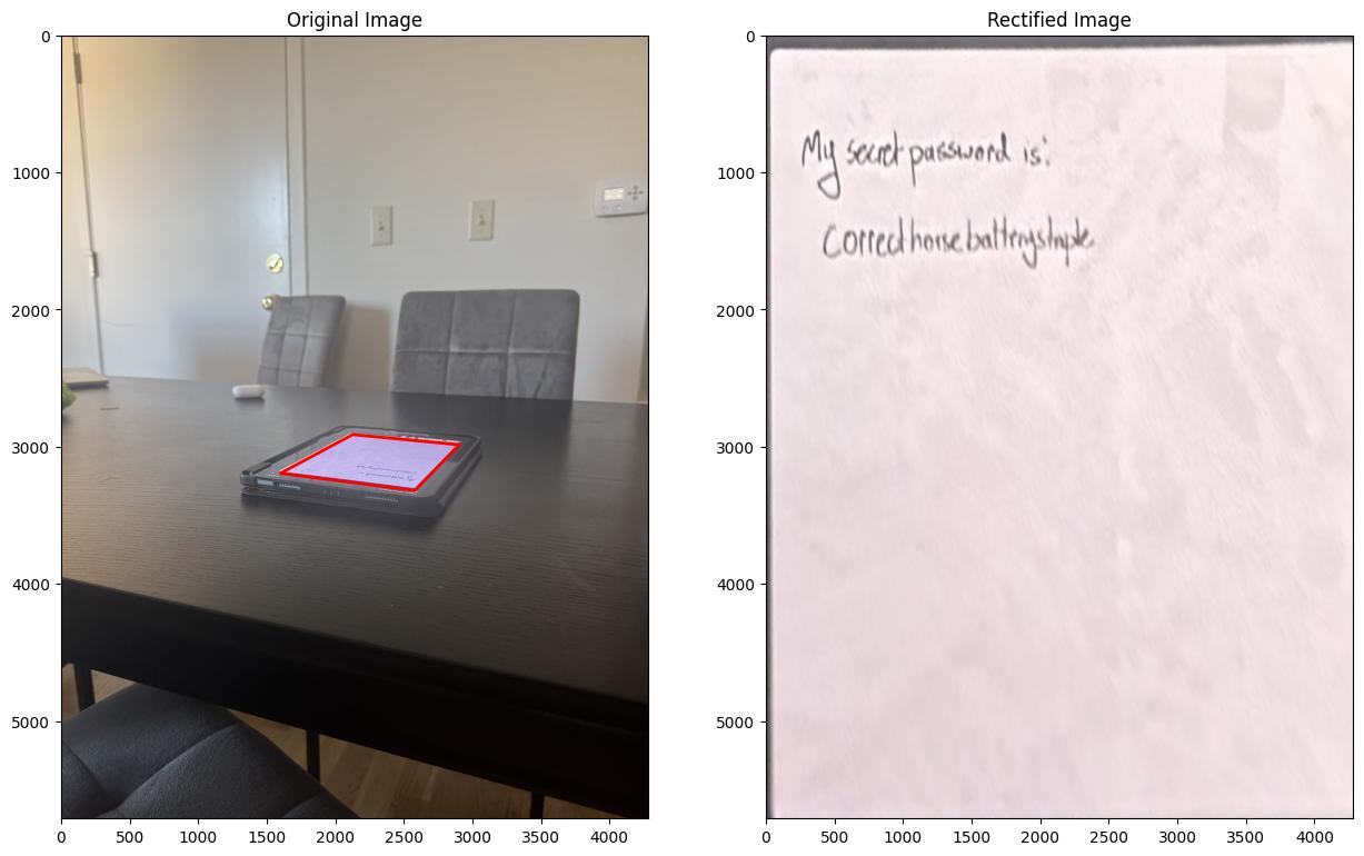 Comparison of the original and rectified secret password